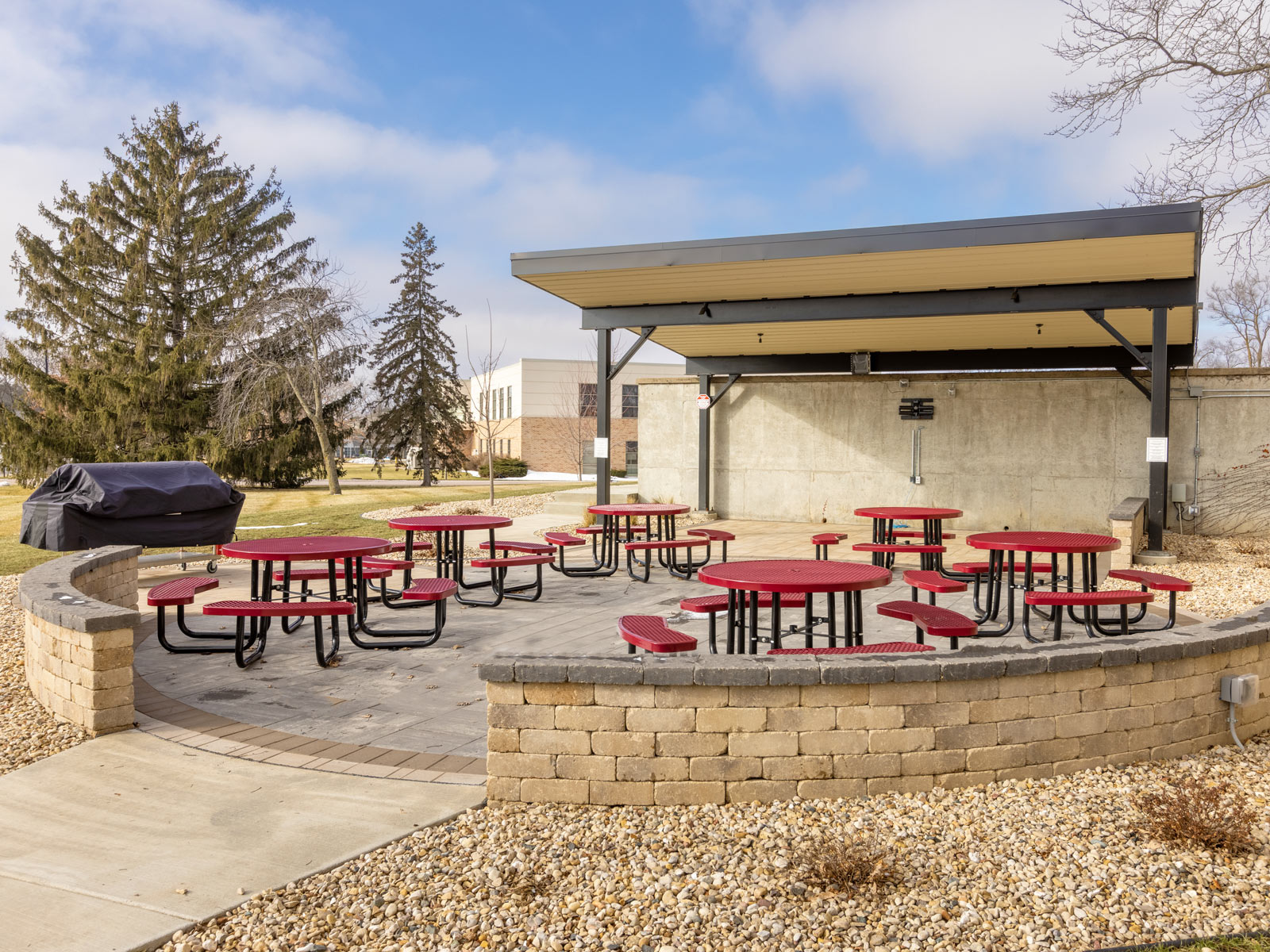 cummins patio with concrete retaining wall