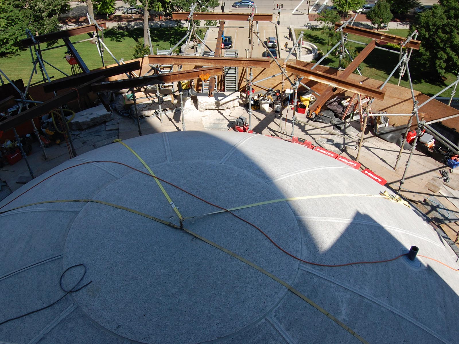 view from atop capitol dome under construction