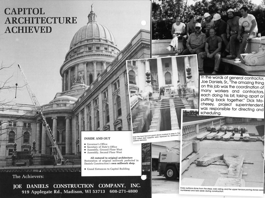 collage of vintage photos of daniels workers at capitol building