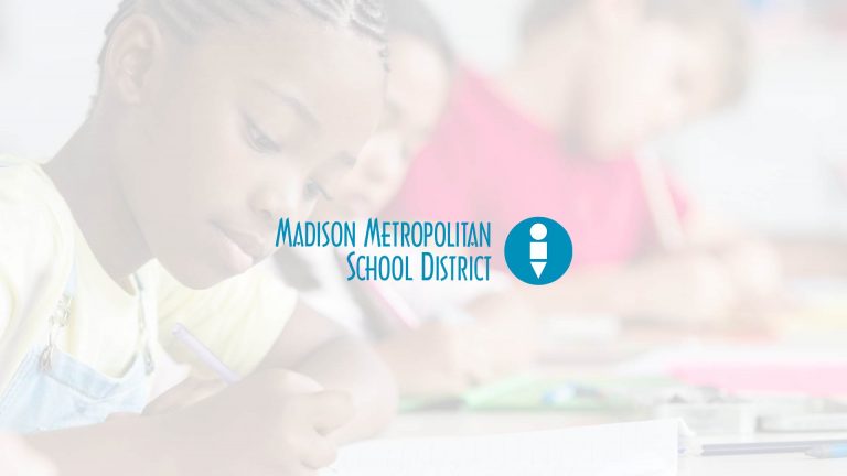 MMSD logo with photo of school children behind